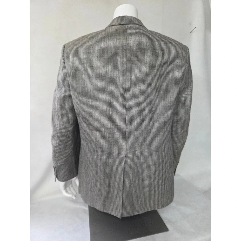Stafford Mens 42R Silk Houndstooth Blazer Sport Coat Grey Black 2 Button Jacket
